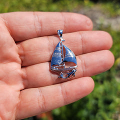 10K, 14K or 18K Gold Sailboat With Dolphin Pendant