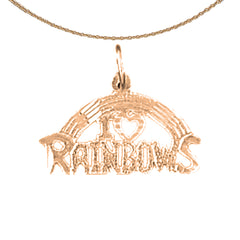 Colgante I Love Rainbows de oro de 14 quilates o 18 quilates