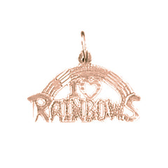 14K or 18K Gold I Love Rainbows Pendant