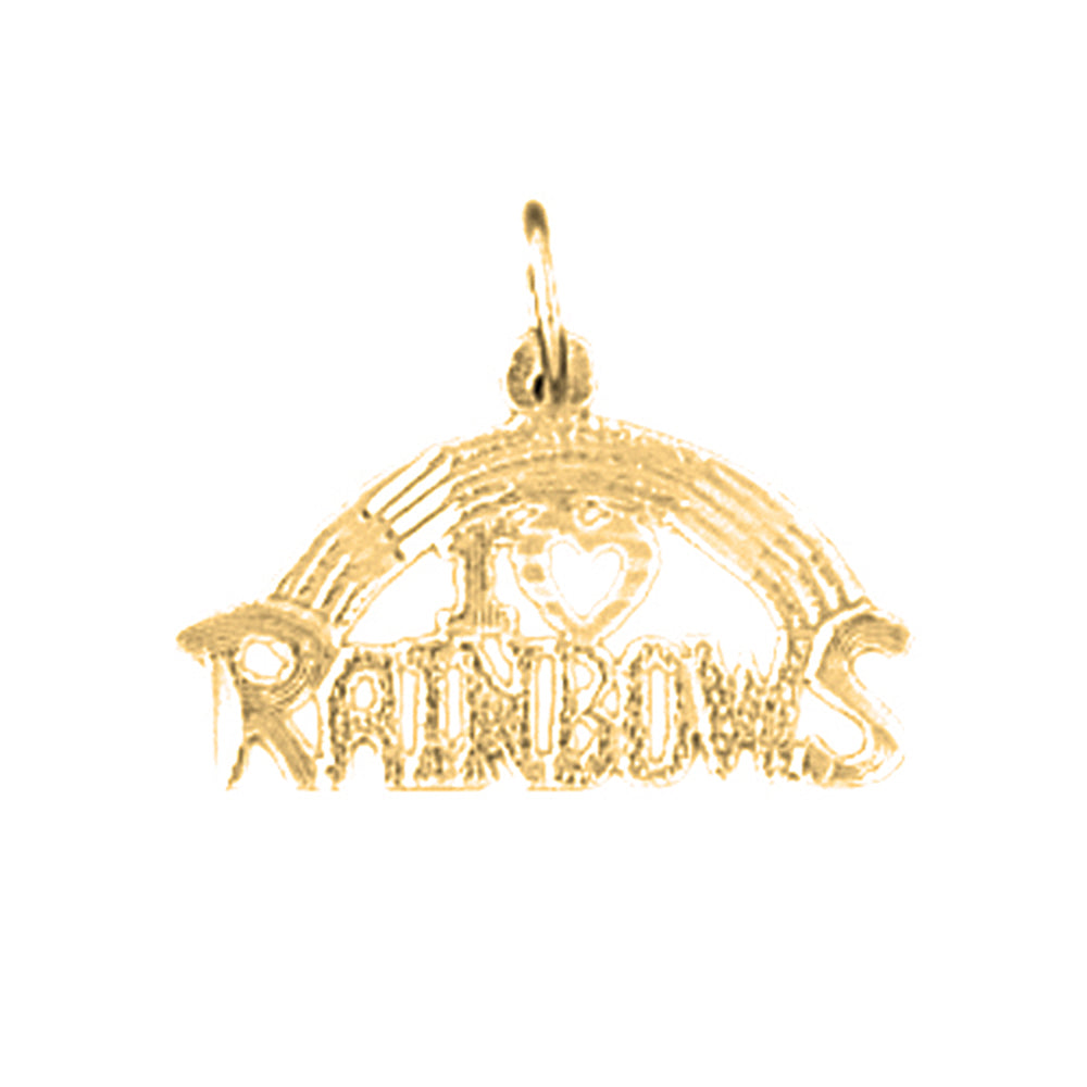 14K or 18K Gold I Love Rainbows Pendant