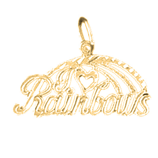 14K or 18K Gold I Love Rainbows Pendant