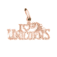 14K or 18K Gold I Love Unicorns Pendant