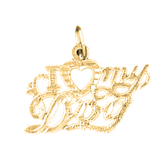 14K or 18K Gold I Love My Dog Pendant