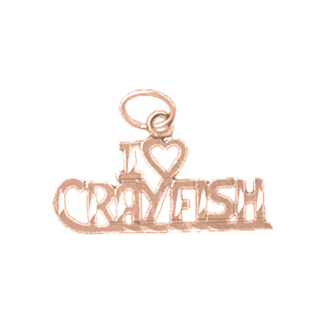 14K or 18K Gold I Love My Crayfish Pendant