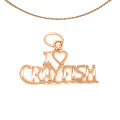 14K or 18K Gold I Love My Crayfish Pendant