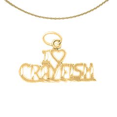 14K or 18K Gold I Love My Crayfish Pendant