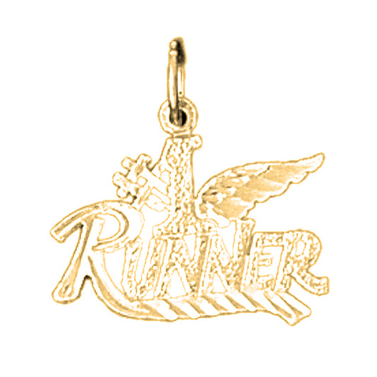 14K or 18K Gold #1 Runner Saying Pendant