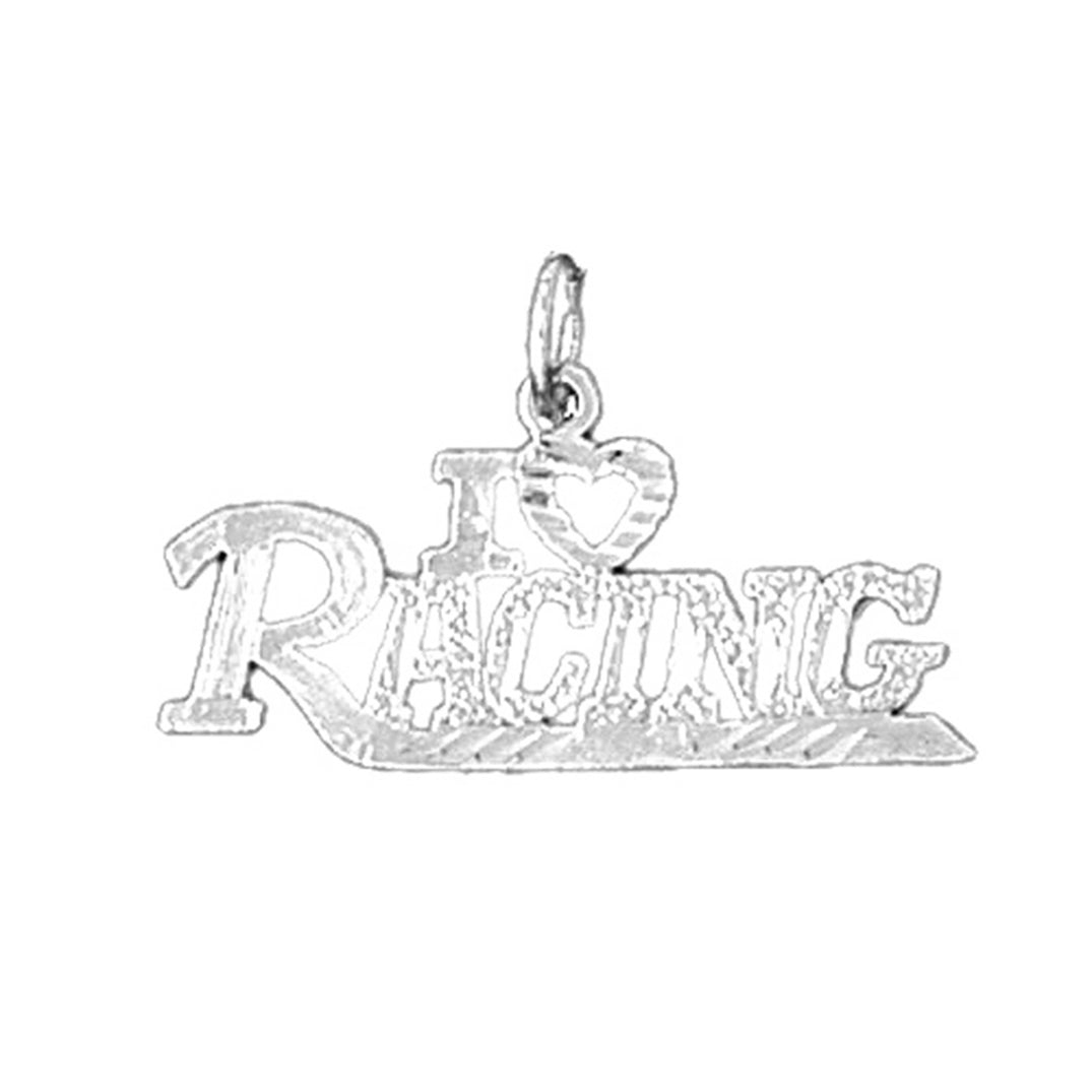 14K or 18K Gold I Love Racing Saying Pendant