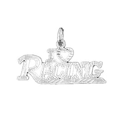 14K or 18K Gold I Love Racing Saying Pendant