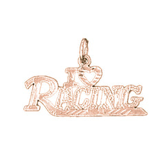 14K or 18K Gold I Love Racing Saying Pendant