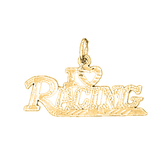 14K or 18K Gold I Love Racing Saying Pendant