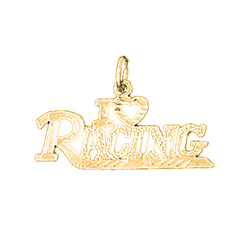 14K or 18K Gold I Love Racing Saying Pendant