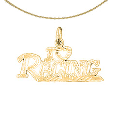 14K or 18K Gold I Love Racing Saying Pendant