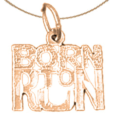 Colgante con texto Born To Run de oro de 14 quilates o 18 quilates