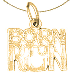 Colgante con texto Born To Run de oro de 14 quilates o 18 quilates