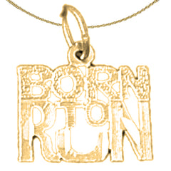 14K or 18K Gold Born To Run Saying Pendant