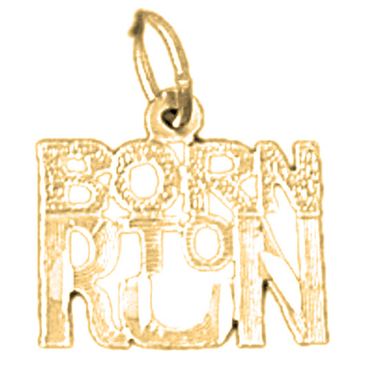 14K or 18K Gold Born To Run Saying Pendant