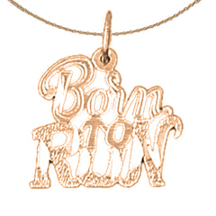 14K or 18K Gold Born To Run Saying Pendant