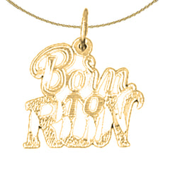 14K or 18K Gold Born To Run Saying Pendant