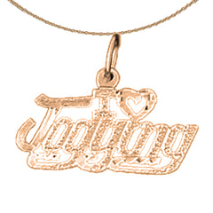 14K or 18K Gold I Love Jogging Saying Pendant