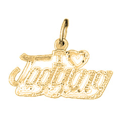 14K or 18K Gold I Love Jogging Saying Pendant