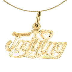 14K or 18K Gold I Love Jogging Saying Pendant