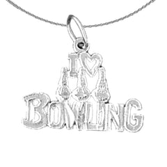 Colgante con texto "I Love Bowling" de oro de 14 quilates o 18 quilates