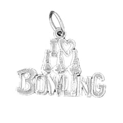 14K or 18K Gold I Love Bowling Saying Pendant