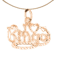 14K or 18K Gold I Love Bingo Saying Pendant