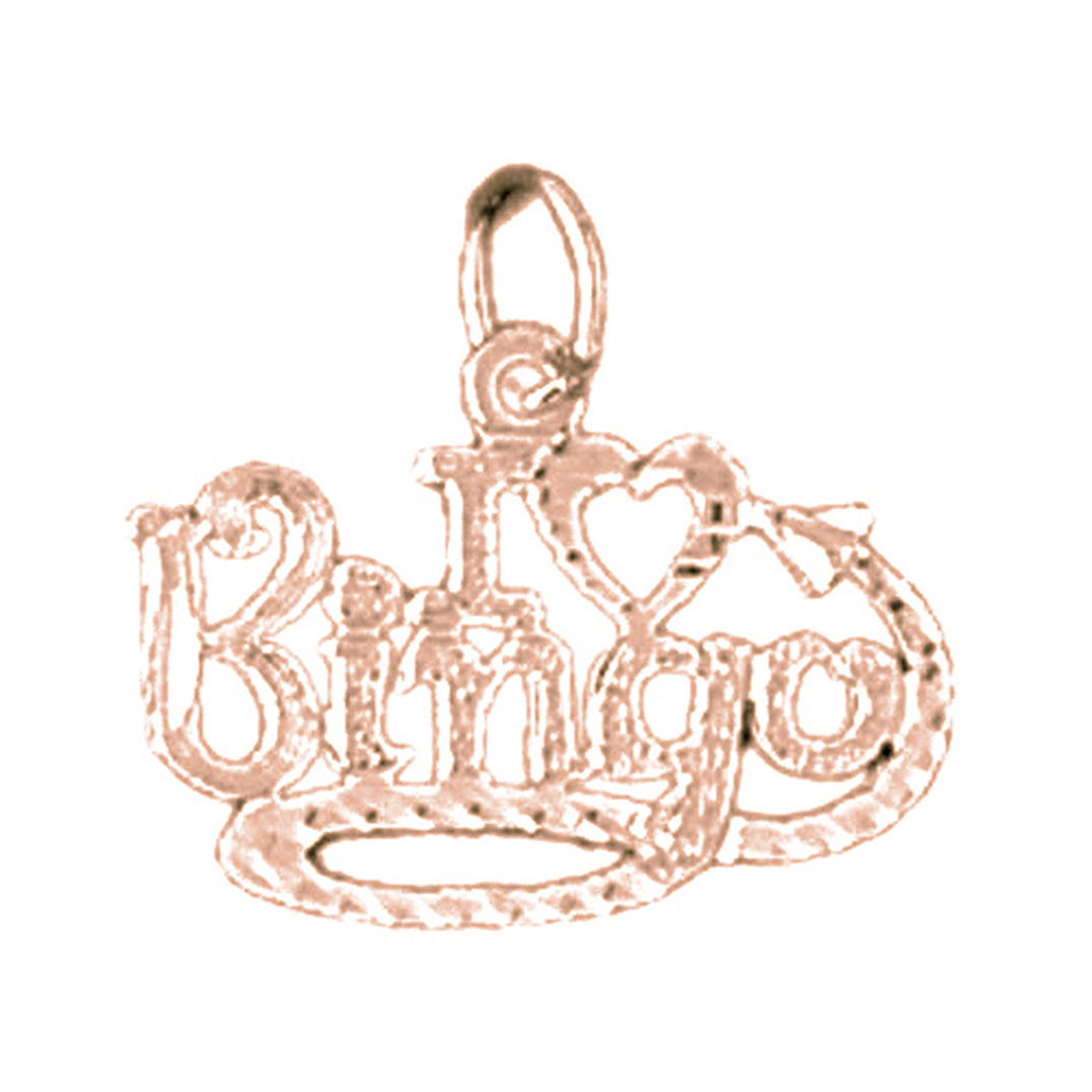 14K or 18K Gold I Love Bingo Saying Pendant