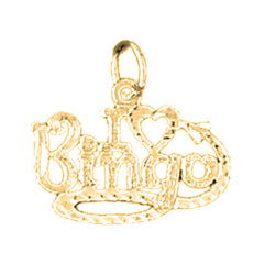 14K or 18K Gold I Love Bingo Saying Pendant