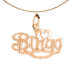 Colgante con texto "I Love Bingo" de oro de 14 quilates o 18 quilates