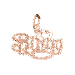 14K or 18K Gold I Love Bingo Saying Pendant