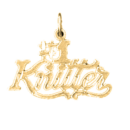 14K or 18K Gold #1 Knitter Saying Pendant