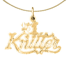 14K or 18K Gold #1 Knitter Saying Pendant