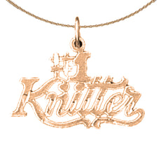 14K or 18K Gold #1 Knitter Saying Pendant