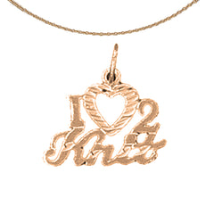 Anhänger „I Love Knit“ aus 14-karätigem oder 18-karätigem Gold