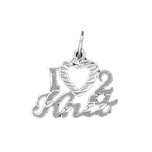 14K or 18K Gold I Love Knit Saying Pendant