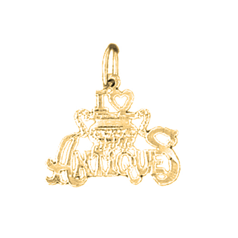 14K or 18K Gold I Love Antiques Saying Pendant