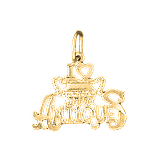 14K or 18K Gold I Love Antiques Saying Pendant