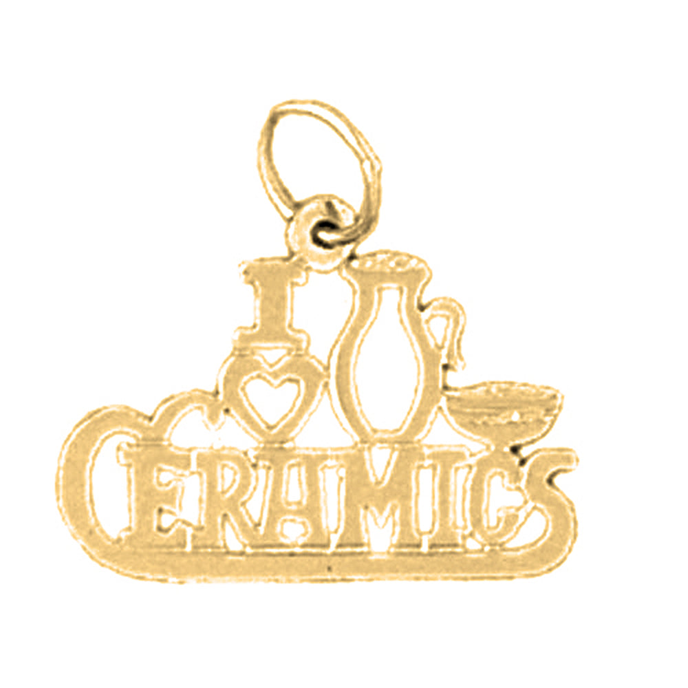 14K or 18K Gold I Love Ceramics Saying Pendant