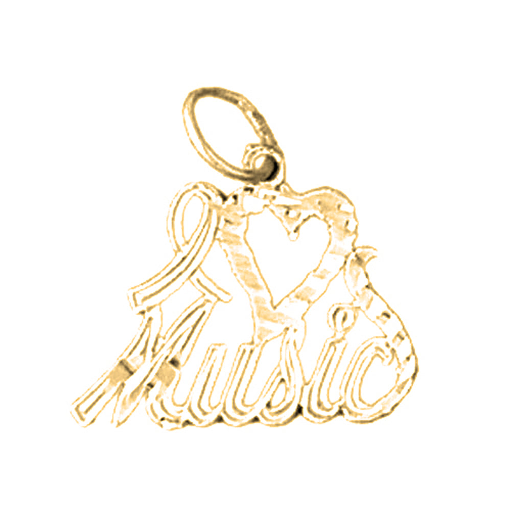 14K or 18K Gold I Love Music Saying Pendant