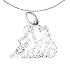 14K or 18K Gold I Love Music Saying Pendant