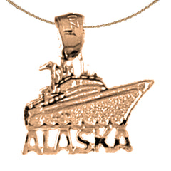 14K or 18K Gold Alaska Ship Pendant