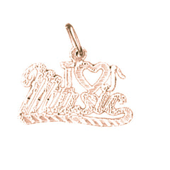 14K or 18K Gold I Love Music Saying Pendant