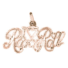 14K or 18K Gold I Love Rock'n Roll Saying Pendant