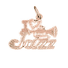 14K or 18K Gold I Love Jazz Saying Pendant