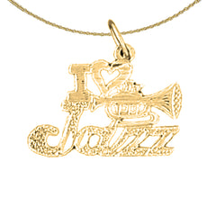 14K or 18K Gold I Love Jazz Saying Pendant