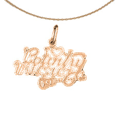 14K or 18K Gold I Love Country Music Saying Pendant