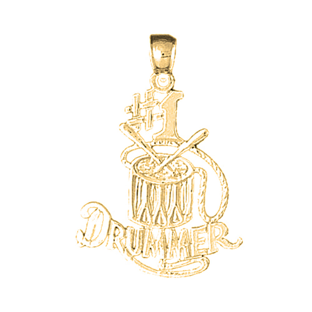 14K or 18K Gold #1 Drummer Saying Pendant